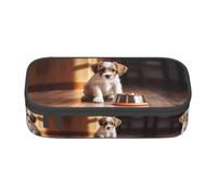 SABFWF Cute Dog Bone Bowl Woof Paw Print Multi-Functional Pen Case,Perfect for Students, Professionals, and Travelers Alike