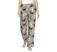 SABFWF Cute Horse Print Soft Warm Women'S Flannel Pajama Pants,Perfect For Christmas And Everyday Comfort