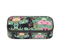 SABFWF Dachshund Florals Print Multi-Functional Pen Case,Perfect for Students, Professionals, and Travelers Alike