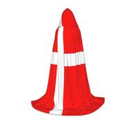SABFWF Denmark Danish Flag Print Hooded Cloak For Men,Wizard Cape With Hood,Perfect For Halloween And Cosplay