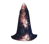 SABFWF Explosion Firework Print Hooded Cloak For Men,Wizard Cape With Hood,Perfect For Halloween And Cosplay