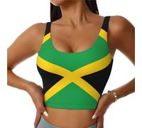 SABFWF Flag of Jamaica Print Yoga Bras,High Impact Support,Longline Design,for Fitness,Running and More Black