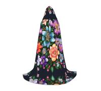 SABFWF Flower Diamond Paintings Print Hooded Cloak For Men,Wizard Cape With Hood,Perfect For Halloween And Cosplay