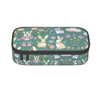 SABFWF Flowers Bunnies Birds Print Multi-Functional Pen Case,Perfect for Students, Professionals, and Travelers Alike