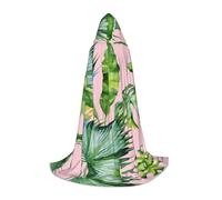 SABFWF Fresh Banana Leaves Print Hooded Cloak For Men,Wizard Cape With Hood,Perfect For Halloween And Cosplay