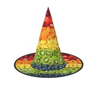 SABFWF Fruit Rainbow Print Witch Hat Decor For Halloween, Versatile Witch Hats, Foldable Wizard Hats, Bulk