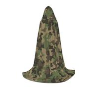 SABFWF Green Camo Print Hooded Cloak For Men,Wizard Cape With Hood,Perfect For Halloween And Cosplay