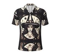 SABFWF Magic Witch Witchcraft Bohemian Print Polo Shirts Short Sleeve,Stylish Comfortable Polo T-Shirts,for Golf and Casual Wear Black