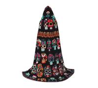 SABFWF Mexican Skull Print Print Hooded Cloak For Men,Wizard Cape With Hood,Perfect For Halloween And Cosplay