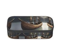 SABFWF Nordic Pirate Ship Print Multi-Functional Pen Case,Perfect for Students, Professionals, and Travelers Alike