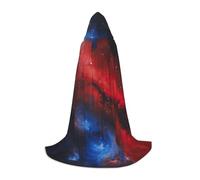 SABFWF Red Blue Galaxy Print Hooded Cloak For Men,Wizard Cape With Hood,Perfect For Halloween And Cosplay