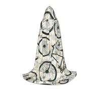 SABFWF Retro Bicycle Print Hooded Cloak For Men,Wizard Cape With Hood,Perfect For Halloween And Cosplay