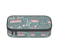 SABFWF Romantic Paris Eiffel Tower Bycicle Print Multi-Functional Pen Case,Perfect for Students, Professionals, and Travelers Alike
