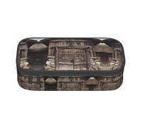 SABFWF Rustic Stall Wooden Door Print Multi-Functional Pen Case,Perfect for Students, Professionals, and Travelers Alike