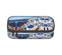 SABFWF Santorini Greek Island Sea View Print Multi-Functional Pen Case,Perfect for Students, Professionals, and Travelers Alike