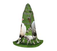 SABFWF Sheep And Lambs Print Hooded Cloak For Men,Wizard Cape With Hood,Perfect For Halloween And Cosplay