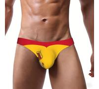 SABFWF Spanish Flag Print Mens Bikini Briefs Mens Underwear | Spanish Flag Print Stretch Mens Underwear With U Pouch For Summer Travel Everyday Wear