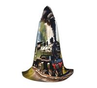 SABFWF Steam Little Train Print Hooded Cloak For Men,Wizard Cape With Hood,Perfect For Halloween And Cosplay