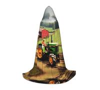 SABFWF Tractor Farm Pattern Print Hooded Cloak For Men,Wizard Cape With Hood,Perfect For Halloween And Cosplay