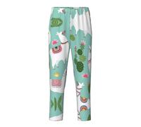SABFWF Tropical Llama Alpaca Cactus Flower Print Fashion Pajama Bottoms,Cotton Pajama Pants,Comfortable All-Season Lounge Wear