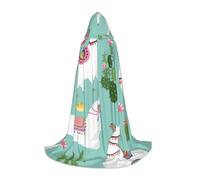 SABFWF Tropical Llama Alpaca Cactus Flower Print Hooded Cloak For Men,Wizard Cape With Hood,Perfect For Halloween And Cosplay