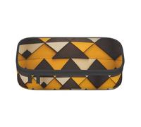 SABFWF Yellow and Brown Triangles Print Multi-Functional Pen Case,Perfect for Students, Professionals, and Travelers Alike
