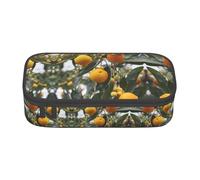 SABFWF Yellow Blossom and Orange Fruits Print Multi-Functional Pen Case,Perfect for Students, Professionals, and Travelers Alike