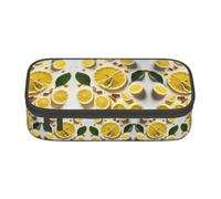 SABFWF Yellow Lemon Print Multi-Functional Pen Case,Perfect for Students, Professionals, and Travelers Alike