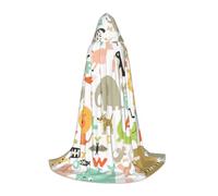 SABFWF Zoo Alphabet Animal Print Hooded Cloak For Men,Wizard Cape With Hood,Perfect For Halloween And Cosplay