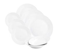 Sabichi 12pc Day to White Dinner Set - Microwave & Dishwasher Safe - 4 X Plates, Side Soup Bowls Plate and Bowl Ideal Plates and Bowls Set (Pack of 3)