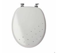 Sabichi 173027 Diamante Toilet Seat Bathroom WC Easy Fit Chrome Hinges, Plastic, White
