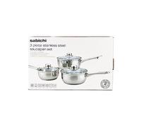 Sabichi 3 Piece Saucepan Set Stainless Steel Glass Lids