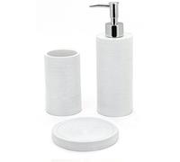 Sabichi 3pc Set Bathroom Chrome Resin Lines Tumbler Dispenser Soap Dish 172778