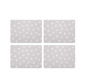 Sabichi 8pcs Set of 4 Placemats & Coasters Hearts Grey
