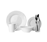 Sabichi Porcelain Dinner Set & Stainless Steel Cutlery - 9 Piece Porcelain dinnerware Set - Microwave/Dishwasher Safe - AB Grade Porcelain - Easy to Clean - Uni Ready