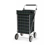 Sabichi Angus Blue & Green Tartan 4 Wheel Shopping Trolley - 60L Capacity Shopping Trolley - Height Adjustable Handle - Steel Body Frame - 98 x 48 x 62cm