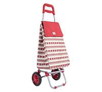 Sabichi Bistro 2 Wheel Shopping Trolley - 40L Capacity, Lightweight, Thermal Insulation Liner, Red/Brown - Ergonomic Handle - Steel Frame - 600Denier Polyester Bag