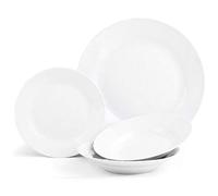Sabichi 12pc Day to White Dinner Set - Microwave & Dishwasher Safe - 4 X Plates, Side Soup Bowls Plate and Bowl Ideal Plates and Bowls Set