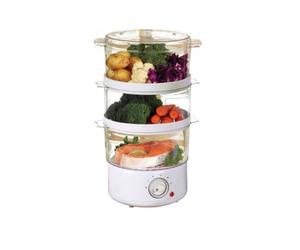 SABICHI ELECTRIC WHITE 3 TIER FOOD STEAMER COOKER 400W 7.2L CAPACITY MANUAL 9557
