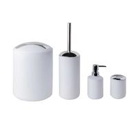 Sabichi Essentials White Toilet Brush, Bin, Soap Dispenser and Toothbrush Holder Set White