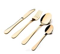 Sabichi Glamour Gold Cutlery Set - 16-Piece Stainless Steel Knives And Forks Set - University Essentials - Tableware Set with Spoon Knifes and Forks - Service for 4 - Dishwasher Safe - Coloured Finish