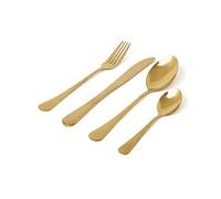 Sabichi Gold Hammered Cutlery Set - Flatware Set for 4 People - 4X Table Knife, Fork, Spoons - Easy to Clean Cutlery Set