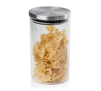 sabichi JAR with Stainless Steel LID, Glass, Silver, 1200 ml