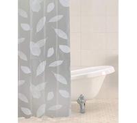 Sabichi Leaves Peva Grey Shower Curtain - Mould And Mildew Resistant - 180 X 180 Cm Waterproof Shower Curtain - Leaves Patterned - Easy To Clean - Bpa Free - Includes 12 Plastic Hooks