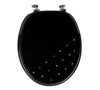 Sabichi New Bathroom Black Diamante WC Toilet Seat Chrome Plated Hinges 173010, 45.5 x 37 x 6.3 cm