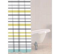 Sabichi PEVA Shower Curtain - Striped Waterproof Bathroom Curtain - Mould and Mildew Resistant, Quick-Drying, Washable - 180x180 cm (71x71 Inch) - Includes 12 Durable Hooks