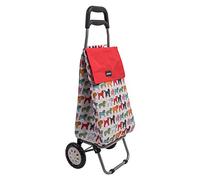 Sabichi Pug Multicoloured Shopping Trolley - Lightweight Foldable Grocery Trolley - 96 x 33 x 22cm 40ltr Capacity - Steel Body Frame - 2 wheel shopping trolley