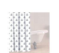 Sabichi Shower Curtain Anchor Pattern – Waterproof, Mould-Resistant, BPA-Free, 12 Hooks – 180x180cm