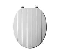 Sabichi Tongue & Groove Grey Wooden Toilet Seat Chrome Fixings Slow Close