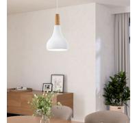 Sabinar Metal and Wood Single Pendant Light EGLO White One Size